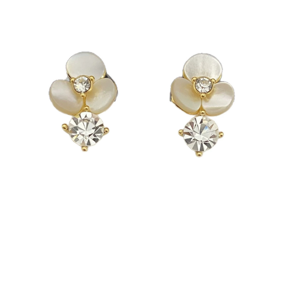 Kate SPADE Mini Shell Rhinestone Metal Flower Earrings - Picture 5 of 6